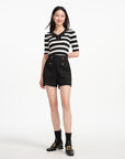 EP YAYING Slim-cut Striped Knit Top