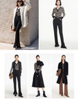 EP YAYING Navy Stripes Wool Knit Top