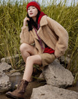 EP YAYING Knit Lace Up Ankle Boots
