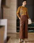 YAYING Leather Straight Leg Pants