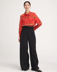 YAYING Chinese-style Printed Belted Blouse