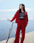 EP YAYING Hooded Cardigan With Embroideried Drawstring