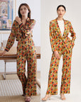 YAYING High-Waisted Print Flared Pants