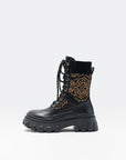 EP YAYING Knit Lace Up Platform Boots