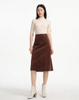 EP YAYING Semi-High Neck White Knit Top