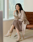 EP YAYING Pin Buckle Booties in Leather