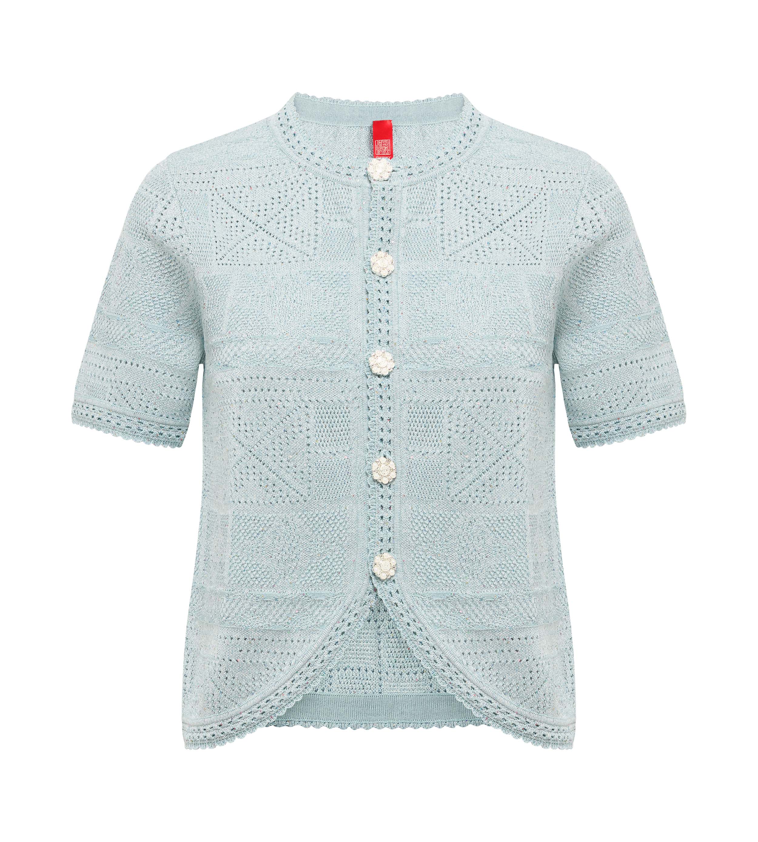 YAYING Light Blue Short Sleeve Knit Top