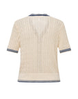 EP YAYING Elegant Linen Contrast V-Neck Cardigan