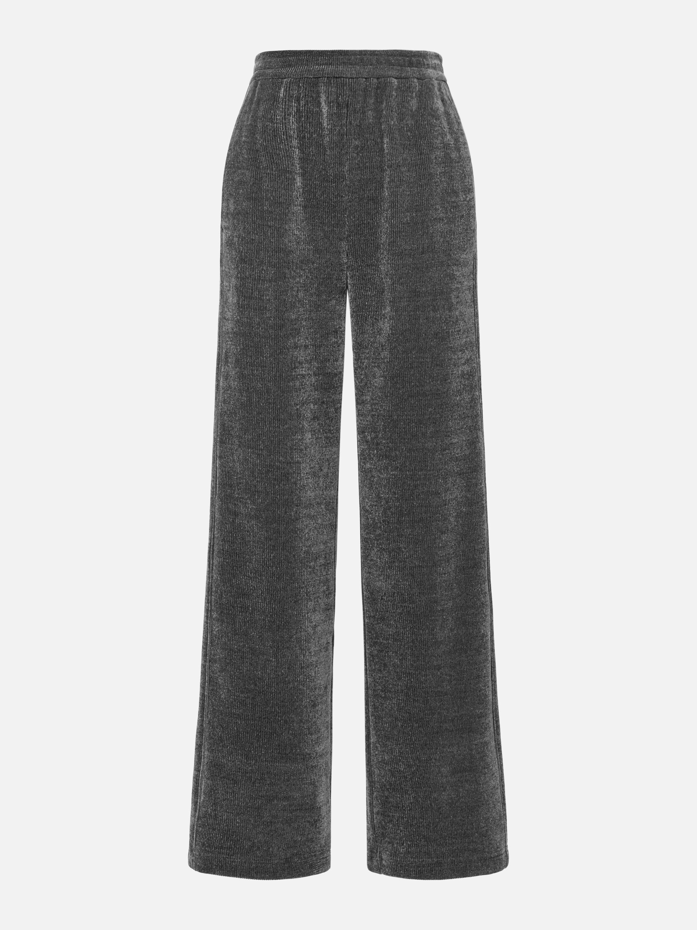 EP YAYING Black Textured Fabric Pants