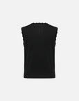 EP YAYING Triacetate Structured Mandarin Collar Waist-Cinching Vest