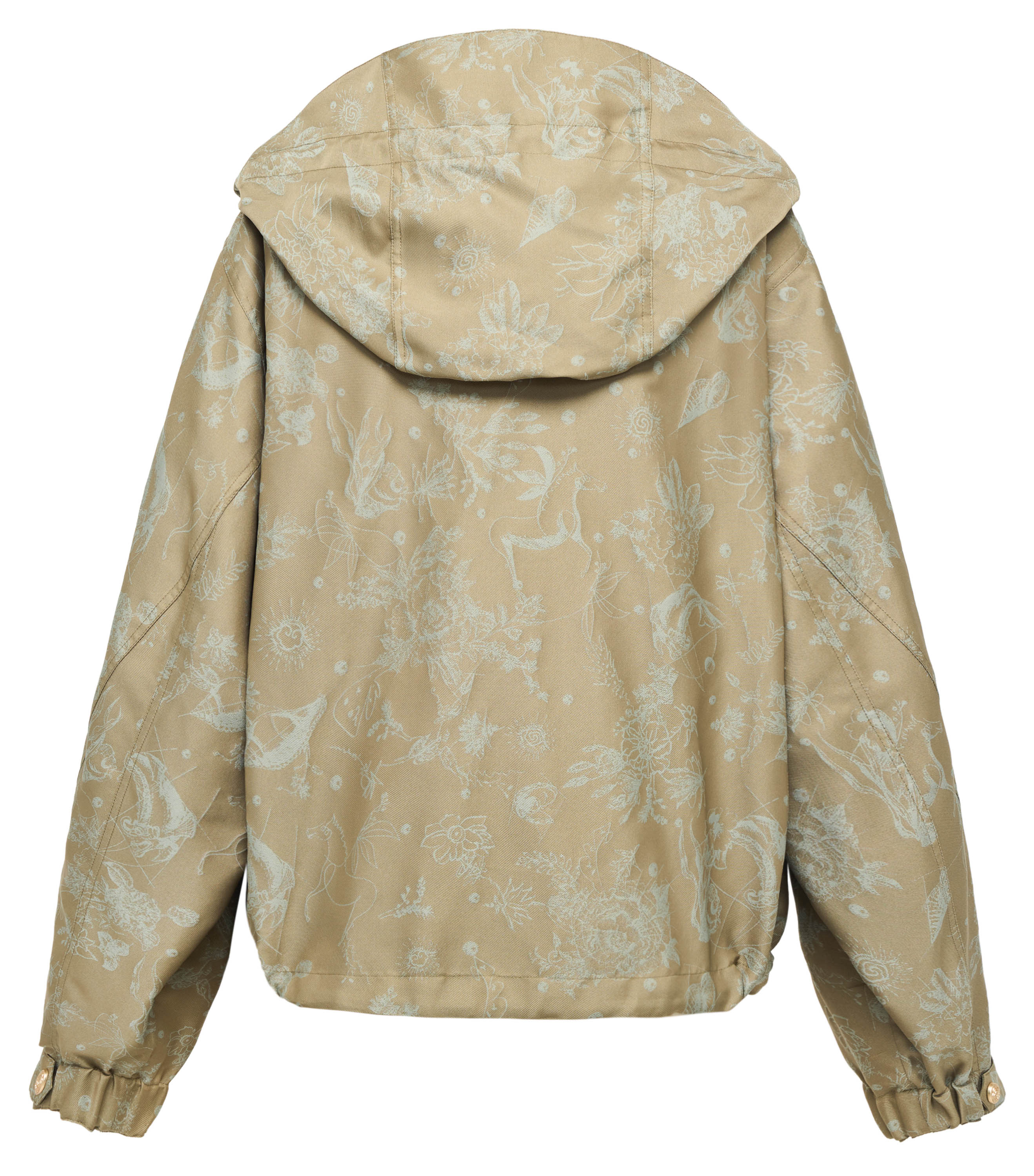YAYING Silk Jacquard Hooded Drop-Shoulder Short Jacket