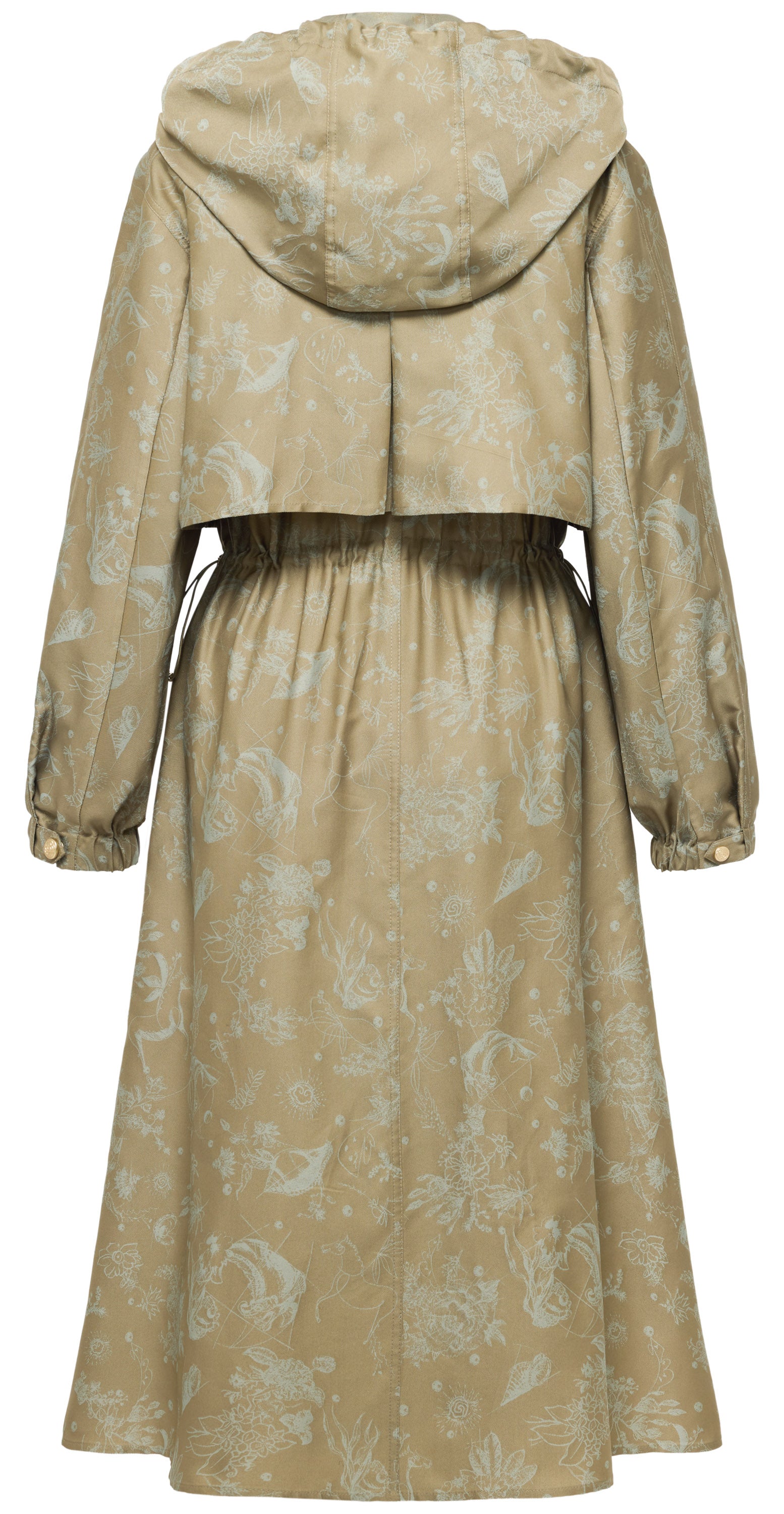 YAYING Silk Jacquard Hooded Windbreaker A-Line Dress