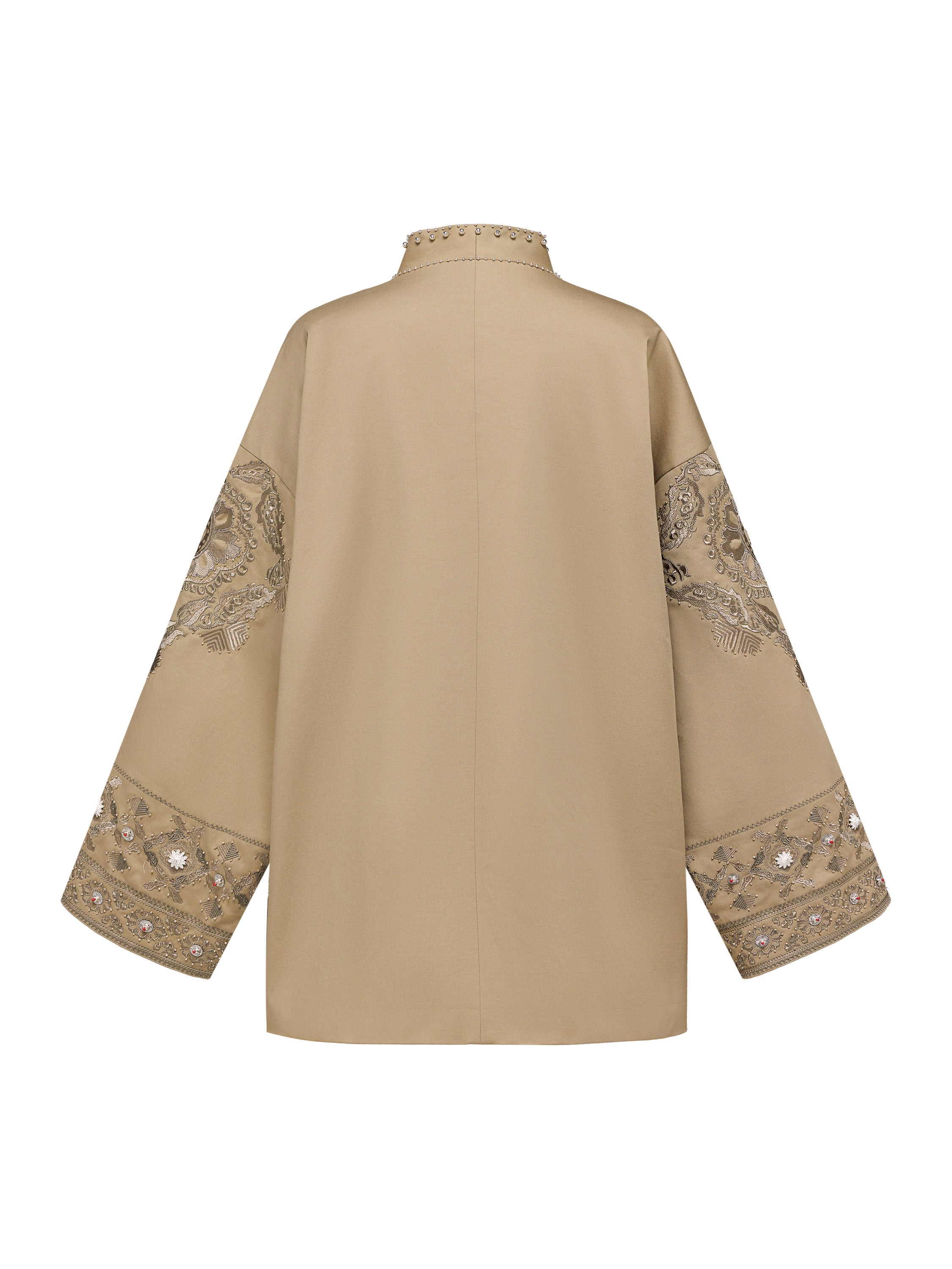 EP YAYING Beige Embroidered Long Coat