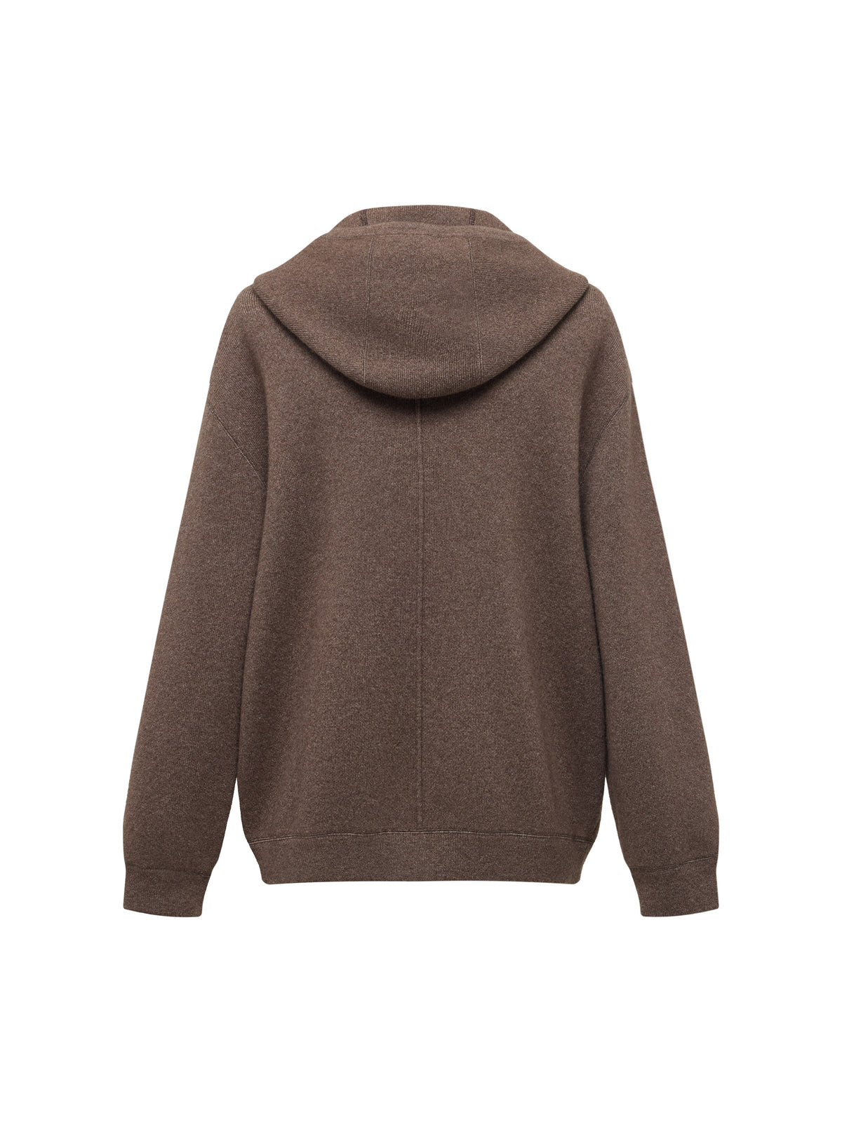 EP YAYING Brown Zip Cashmere Hooded Knit Jacket
