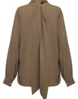 YAYING Relaxed Silk Blouse with Ribbon Tie