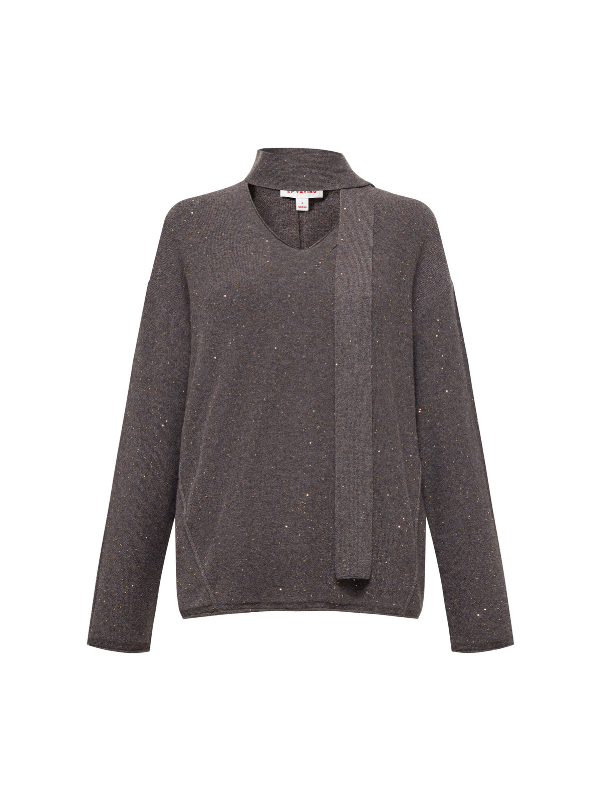 EP YAYING Heather Colorful-Dot Bow Cashmere Knit Top