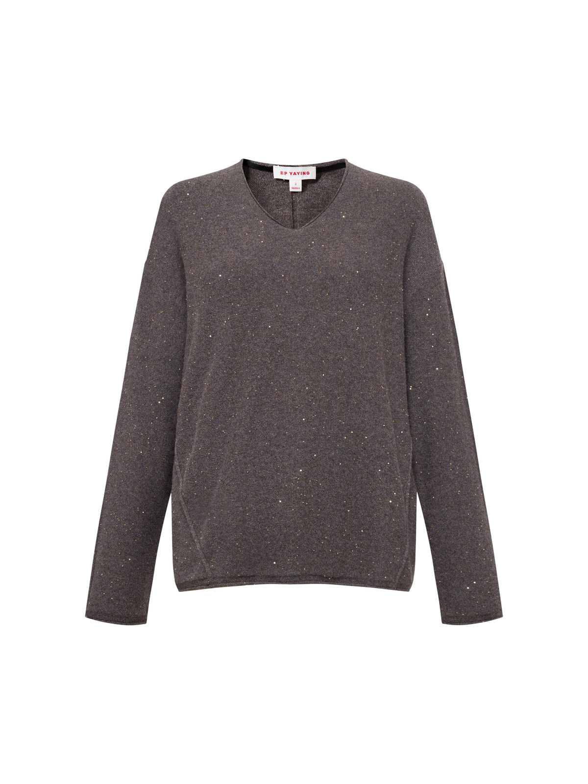 EP YAYING Heather Colorful-Dot Bow Cashmere Knit Top