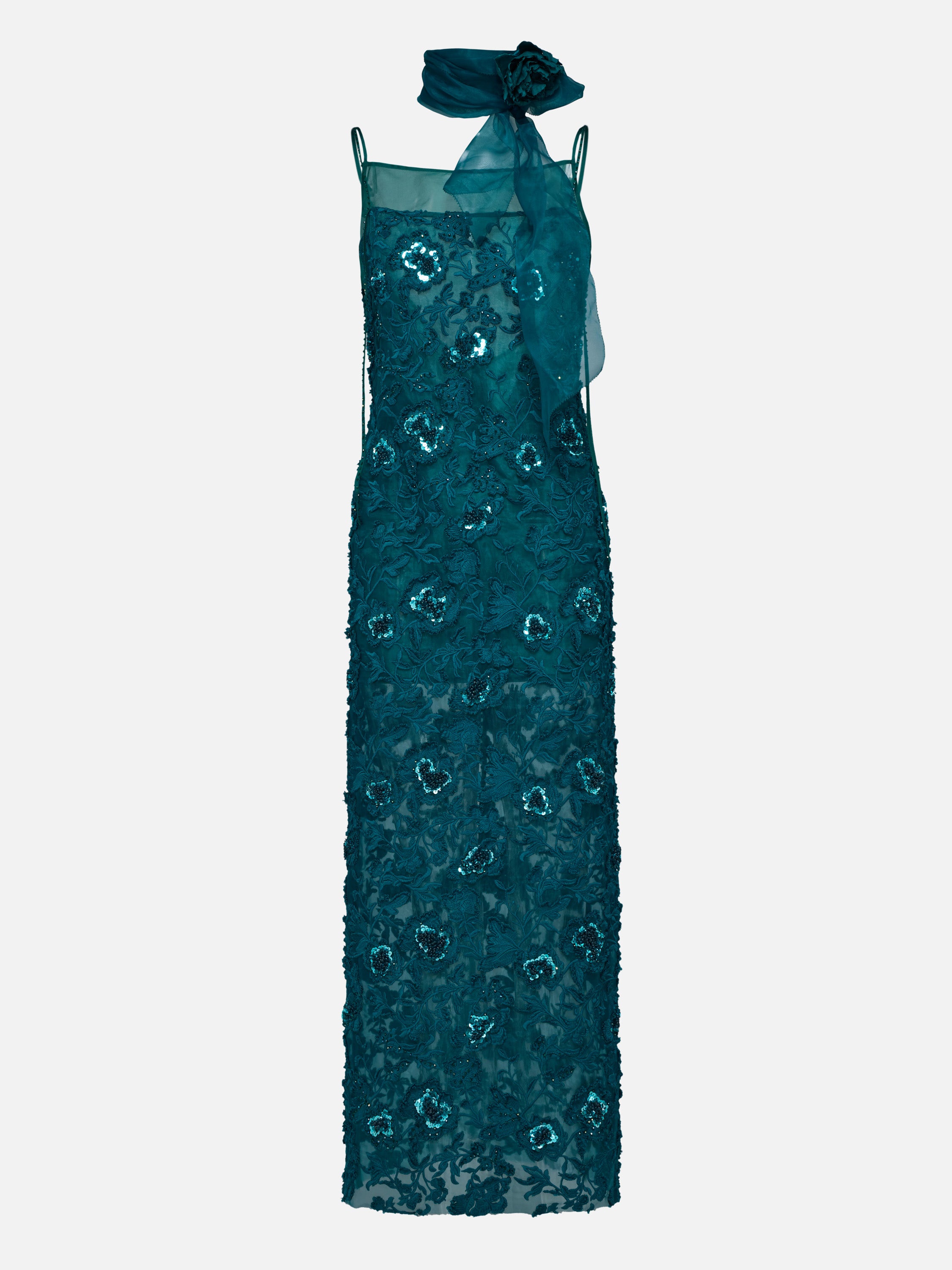 EP YAYING Teal Lace Sleeveless Dress