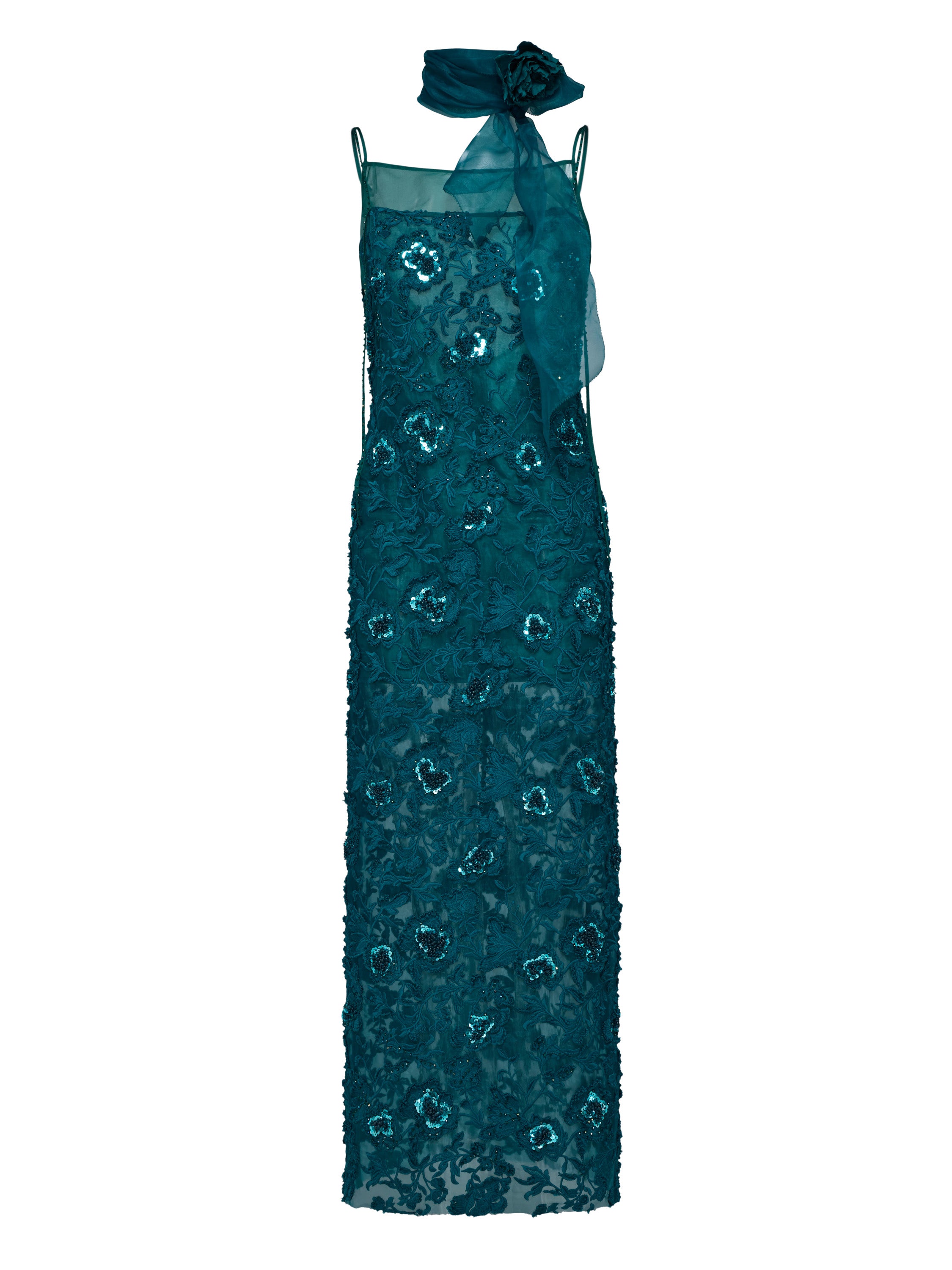 EP YAYING Teal Lace Sleeveless Dress