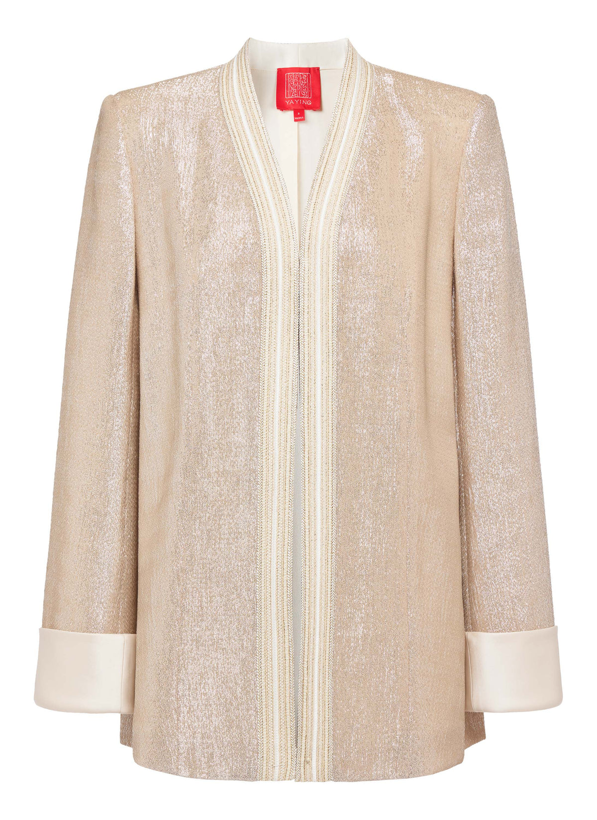 YAYING Champagne Metallic Open-Front Jacket