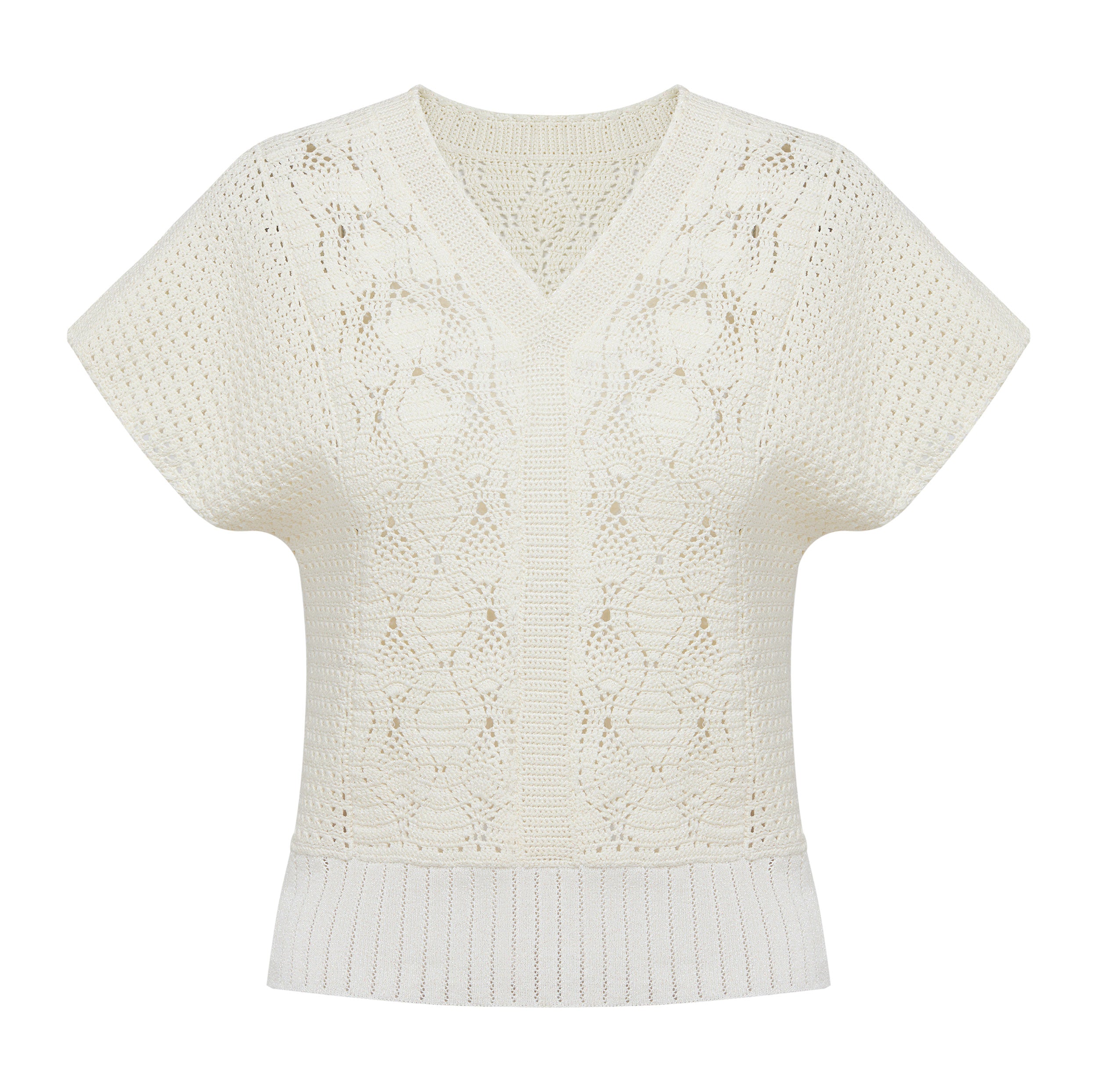 YAYING White Textured Knit Top