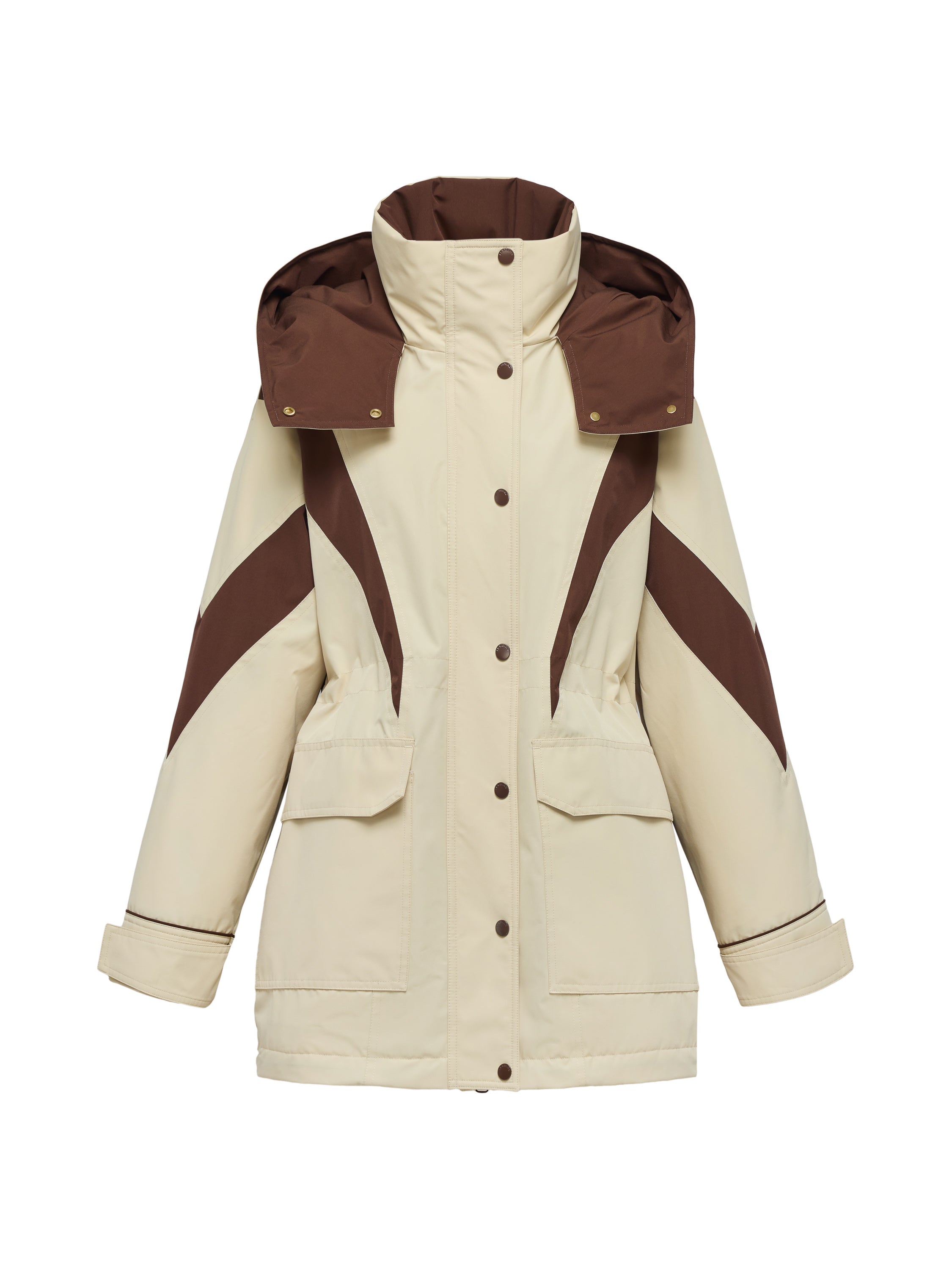 YAYING Beige Contrast Trim Coat