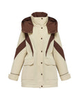 YAYING Beige Contrast Trim Coat