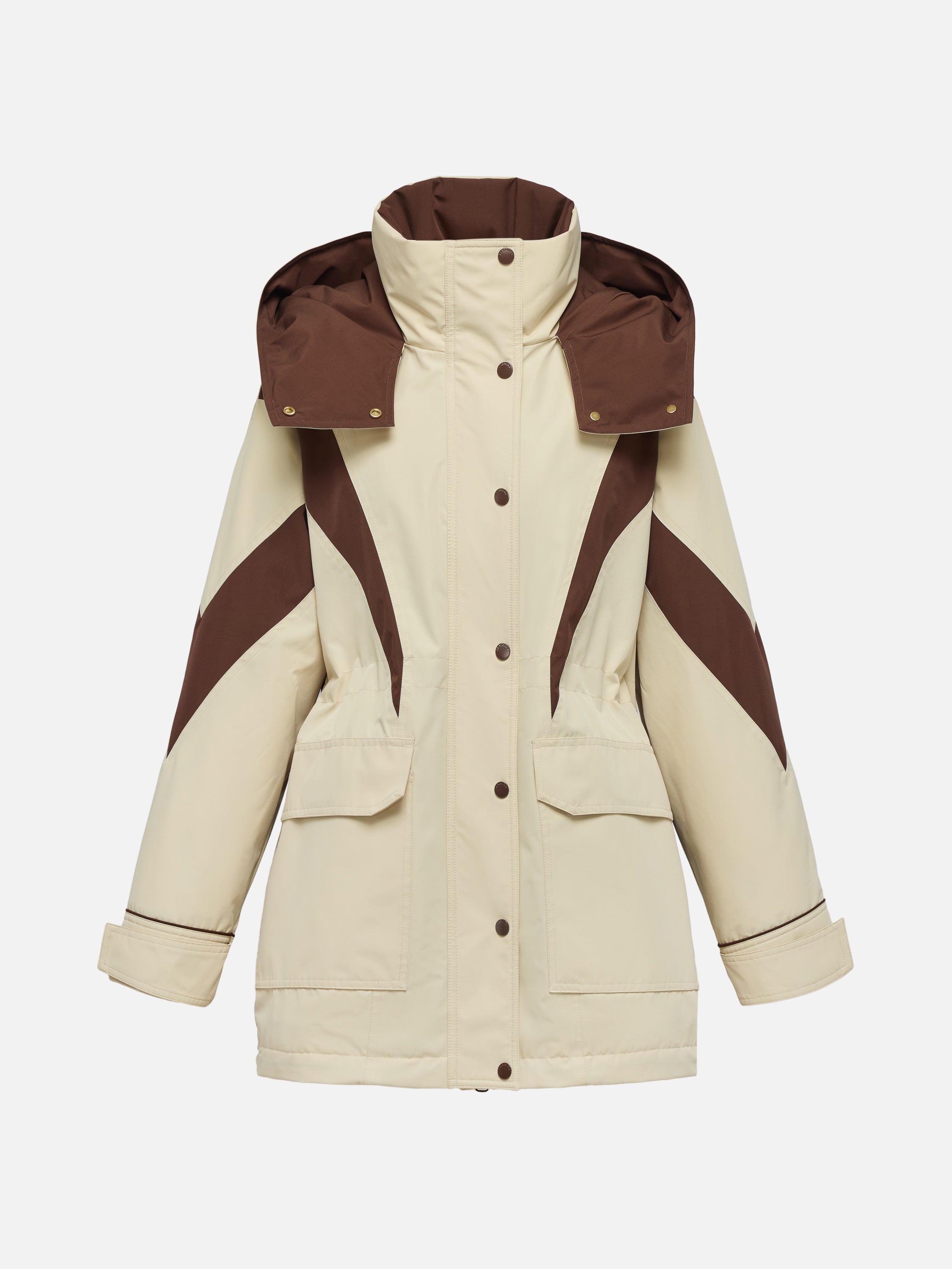 YAYING Beige Contrast Trim Coat