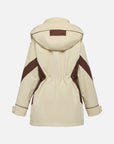 YAYING Beige Contrast Trim Coat