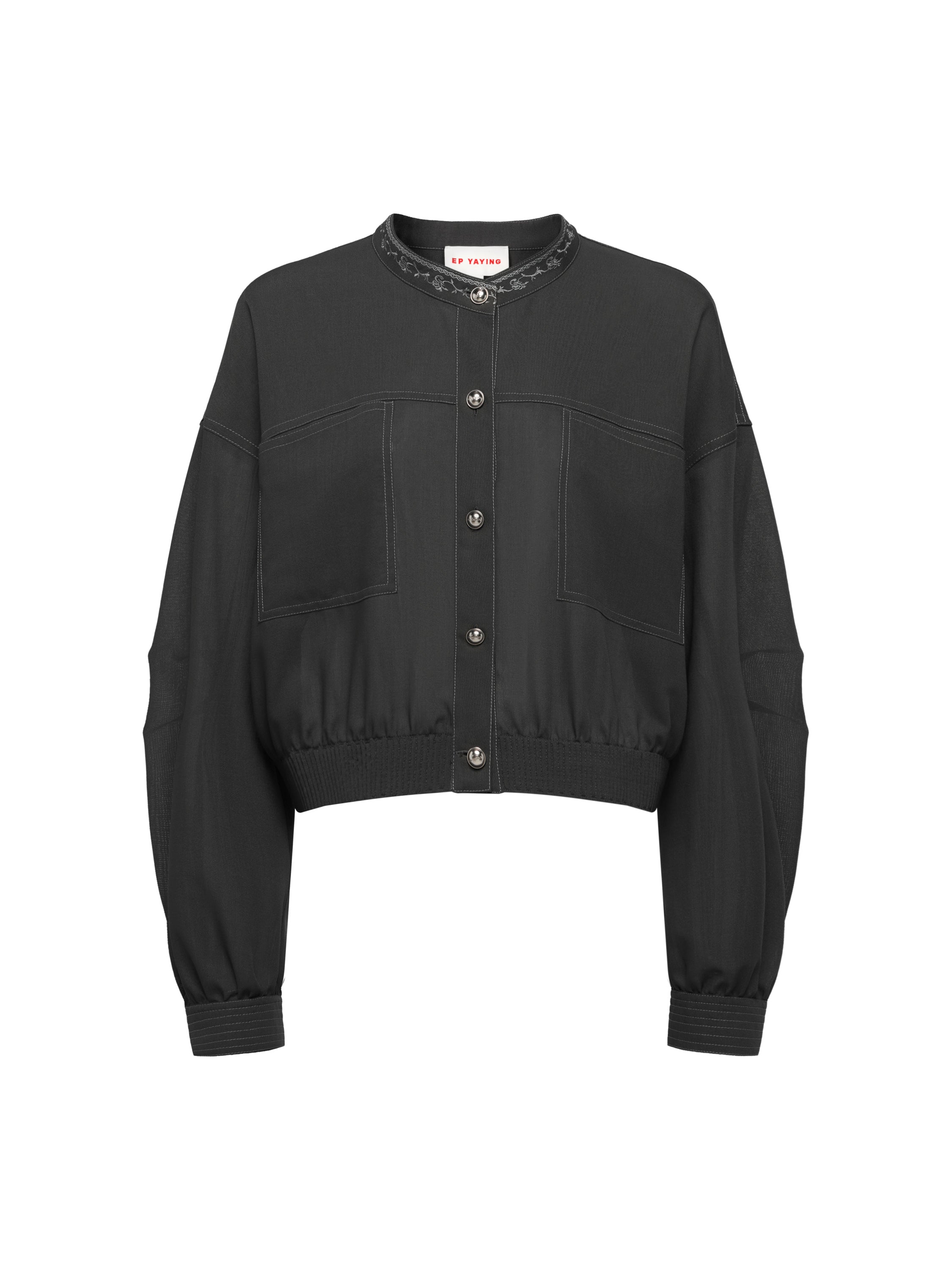 EP YAYING Black Wool Loose Fit Jacket