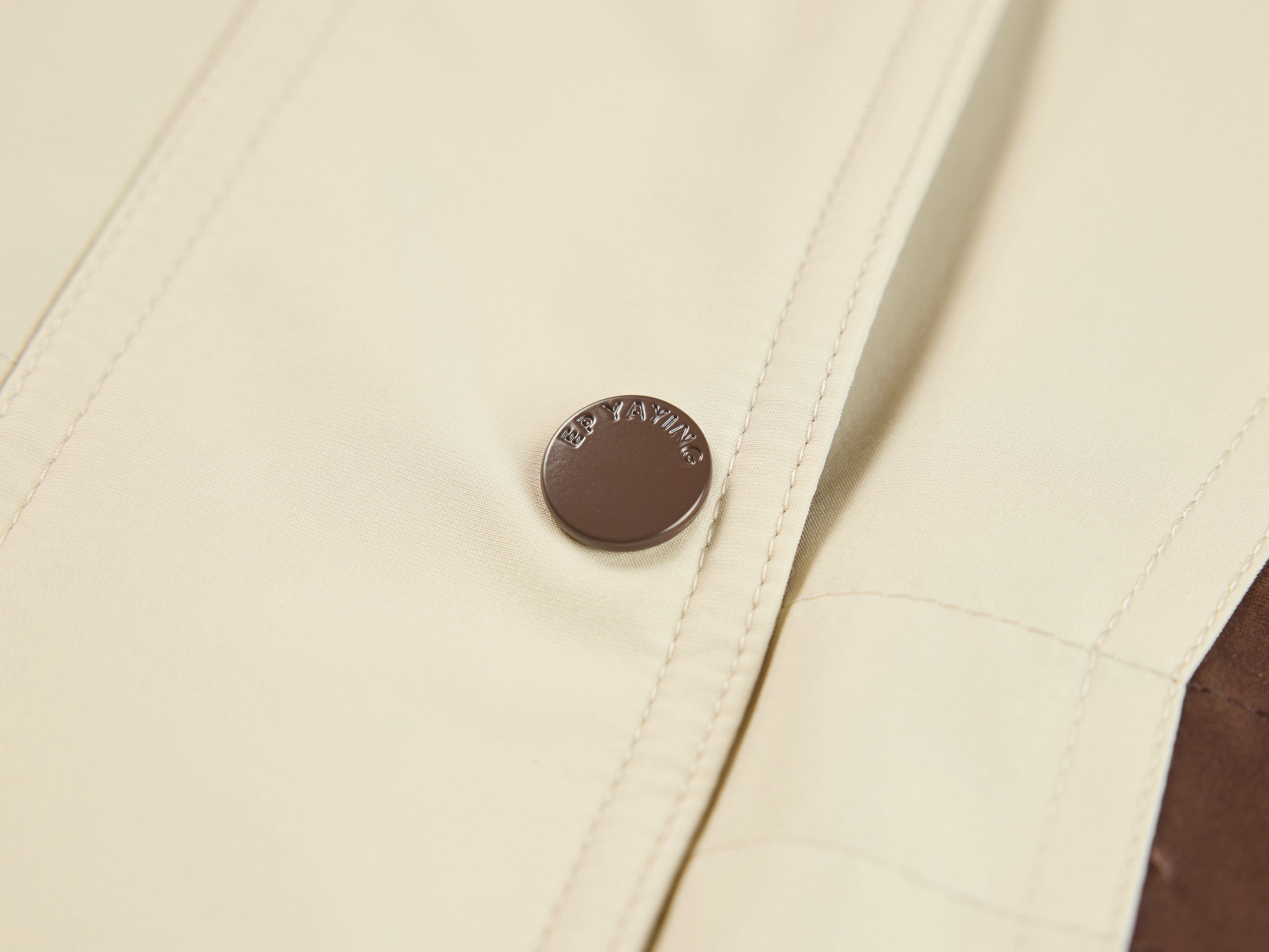 YAYING Beige Contrast Trim Coat