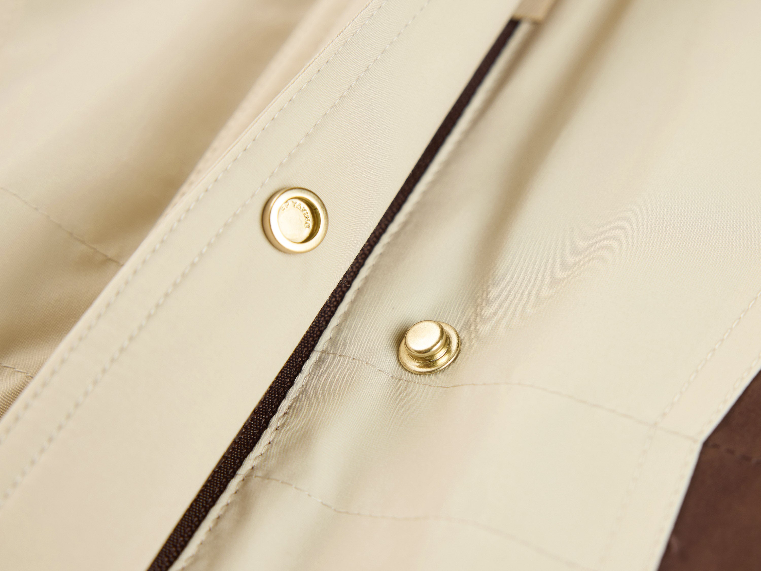 YAYING Beige Contrast Trim Coat