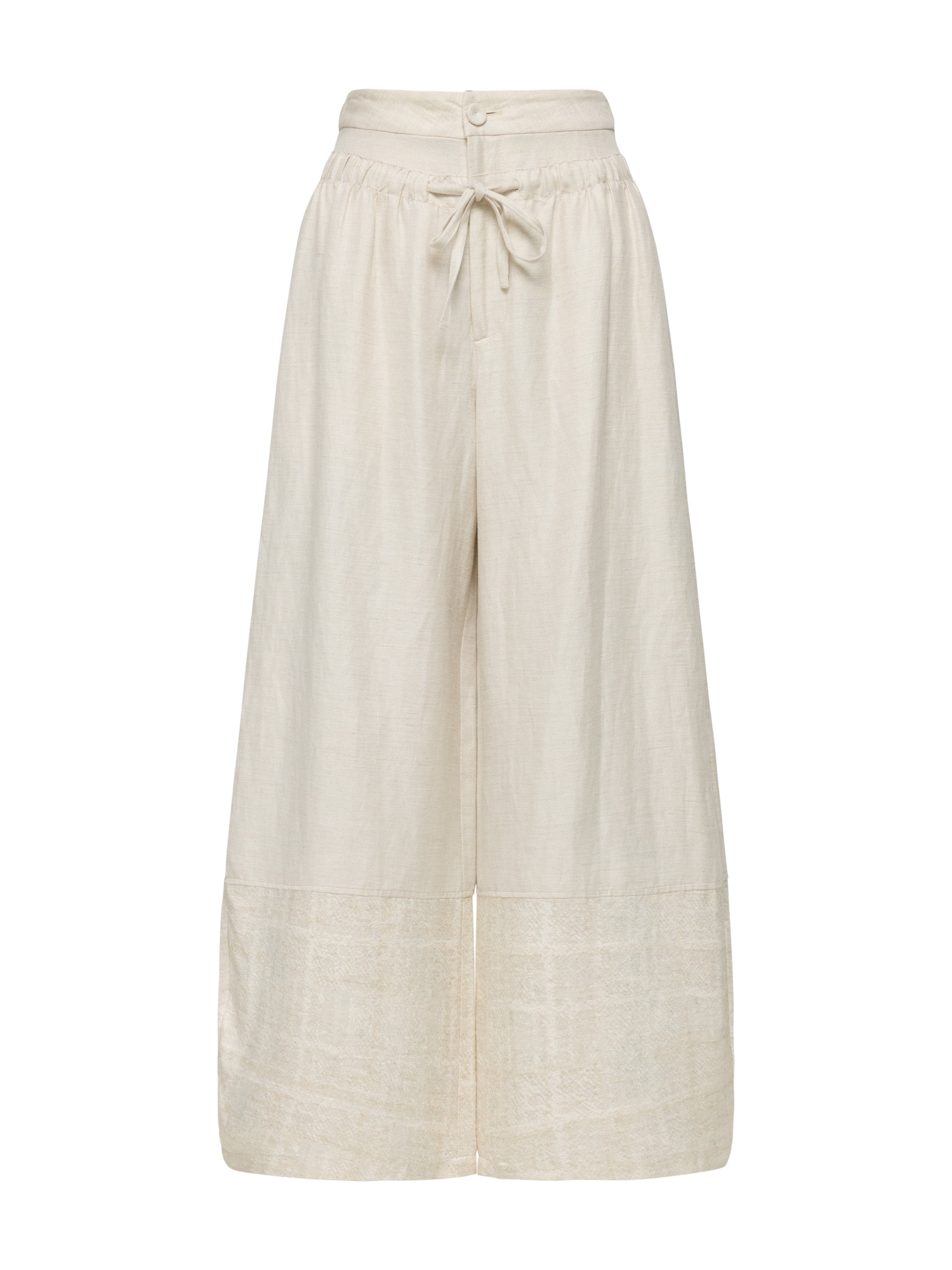 EP YAYING High-Waisted Embroidered Panel Straight-Leg Pants