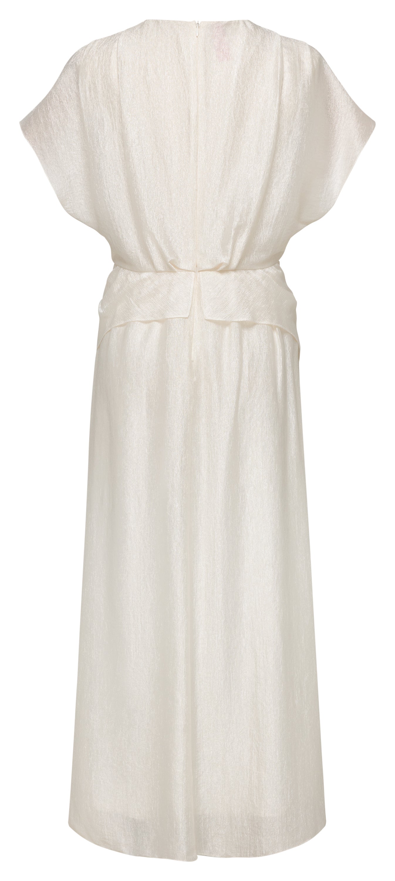 YAYING Elegant Acetate Satin Faux Two-Piece V-Neck Long Sleeve Midi Dress