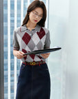 EP YAYING Plaid Polo Collar Knit Sweater EGKAC9585AC