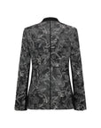 EP YAYING Silk Satin Jacquard Waist-Cinched Blazer