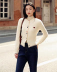 YAYING Crewneck Knit Sweater with Colorful Buttons
