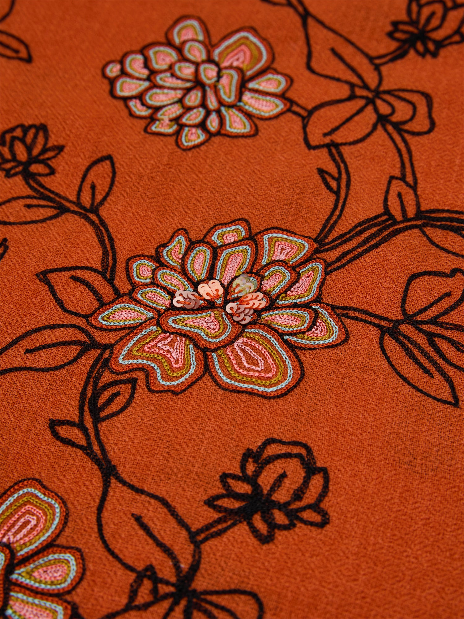 EP YAYING India Co-Creation Embroidered Cashmere Scarf Shawl