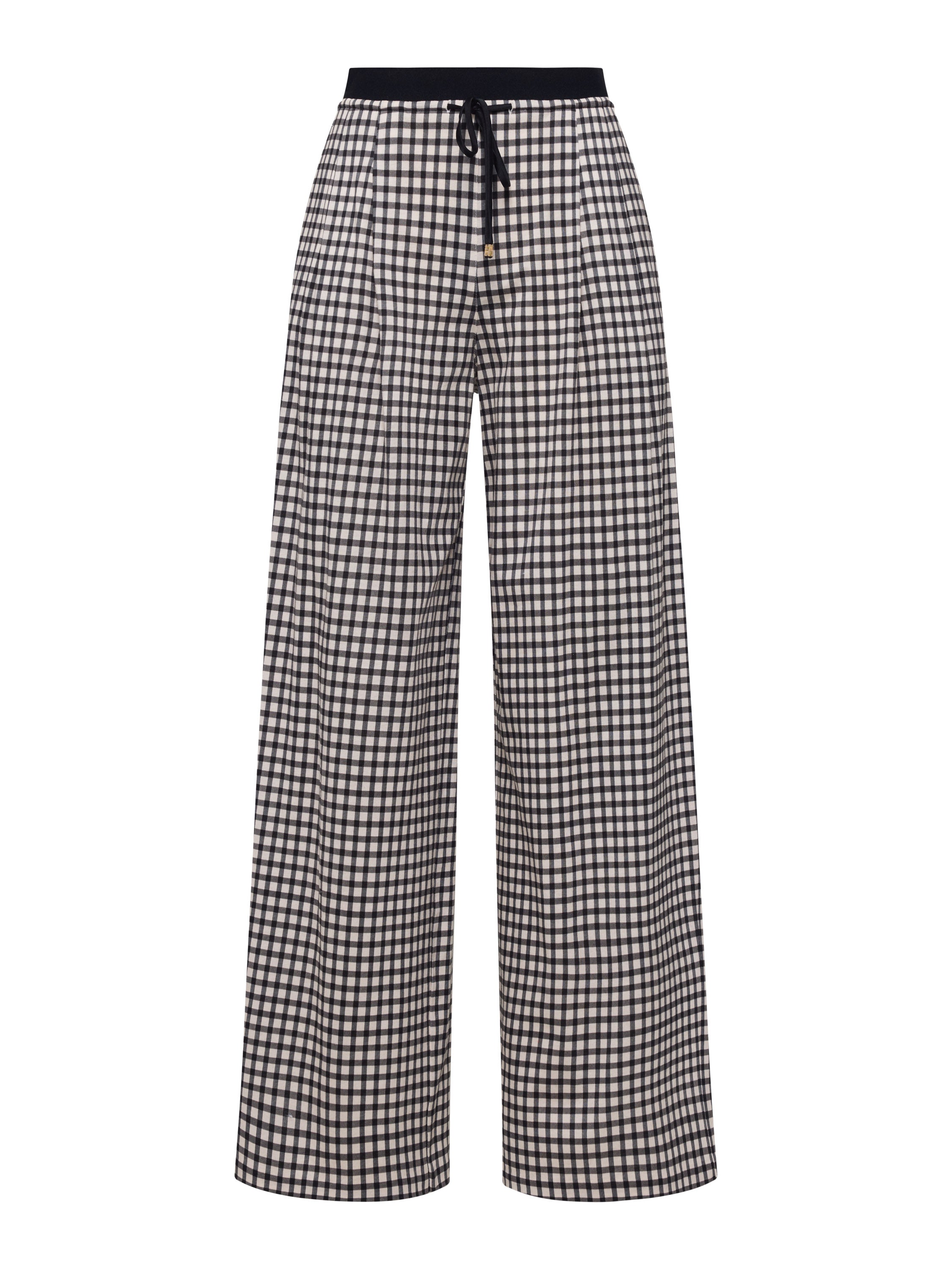 EP YAYING Cotton Check Pleated Wide Leg Pants