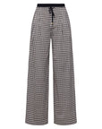 EP YAYING Cotton Check Pleated Wide Leg Pants