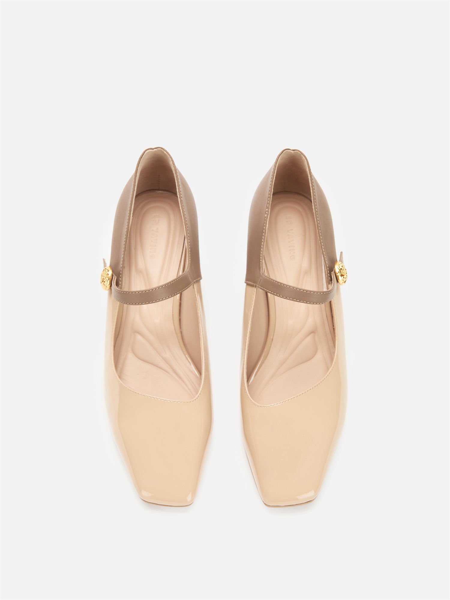 EP YAYING Color-Blocked Chunky Heel Mary Janes