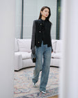 EP YAYING Wool Embroidered Stand Collar Vest