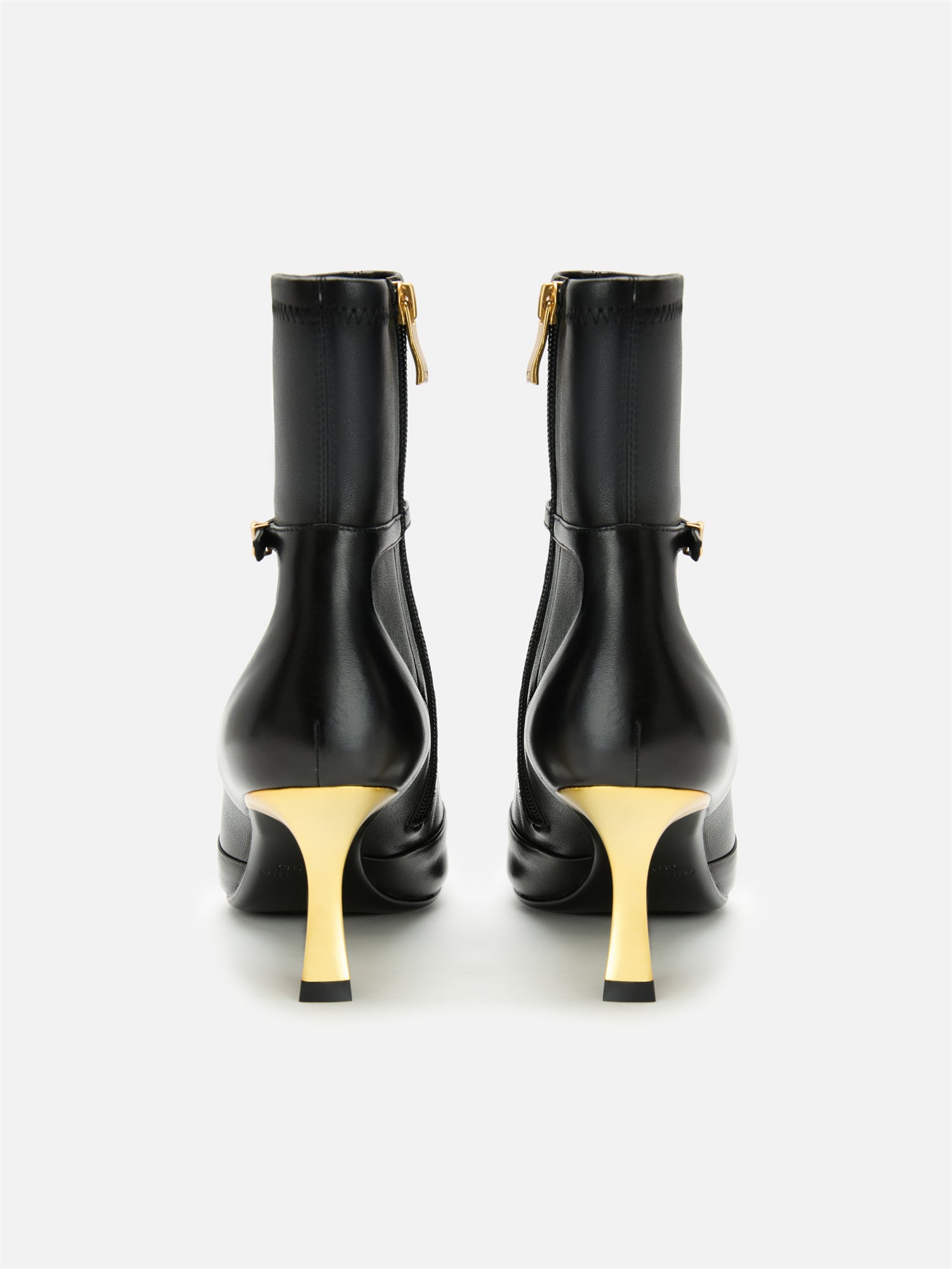 EP YAYING Stretch Lambskin Spliced Pointed Toe High-Heeled Ankle Boots