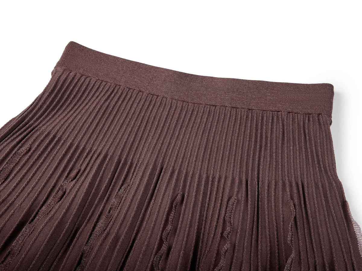 YAYING Elegant Textured Knit A-Line Midi Skirt