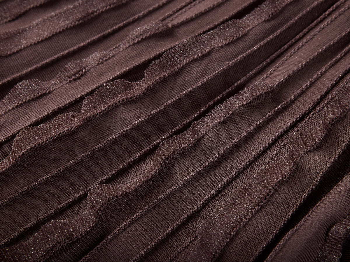 YAYING Elegant Textured Knit A-Line Midi Skirt