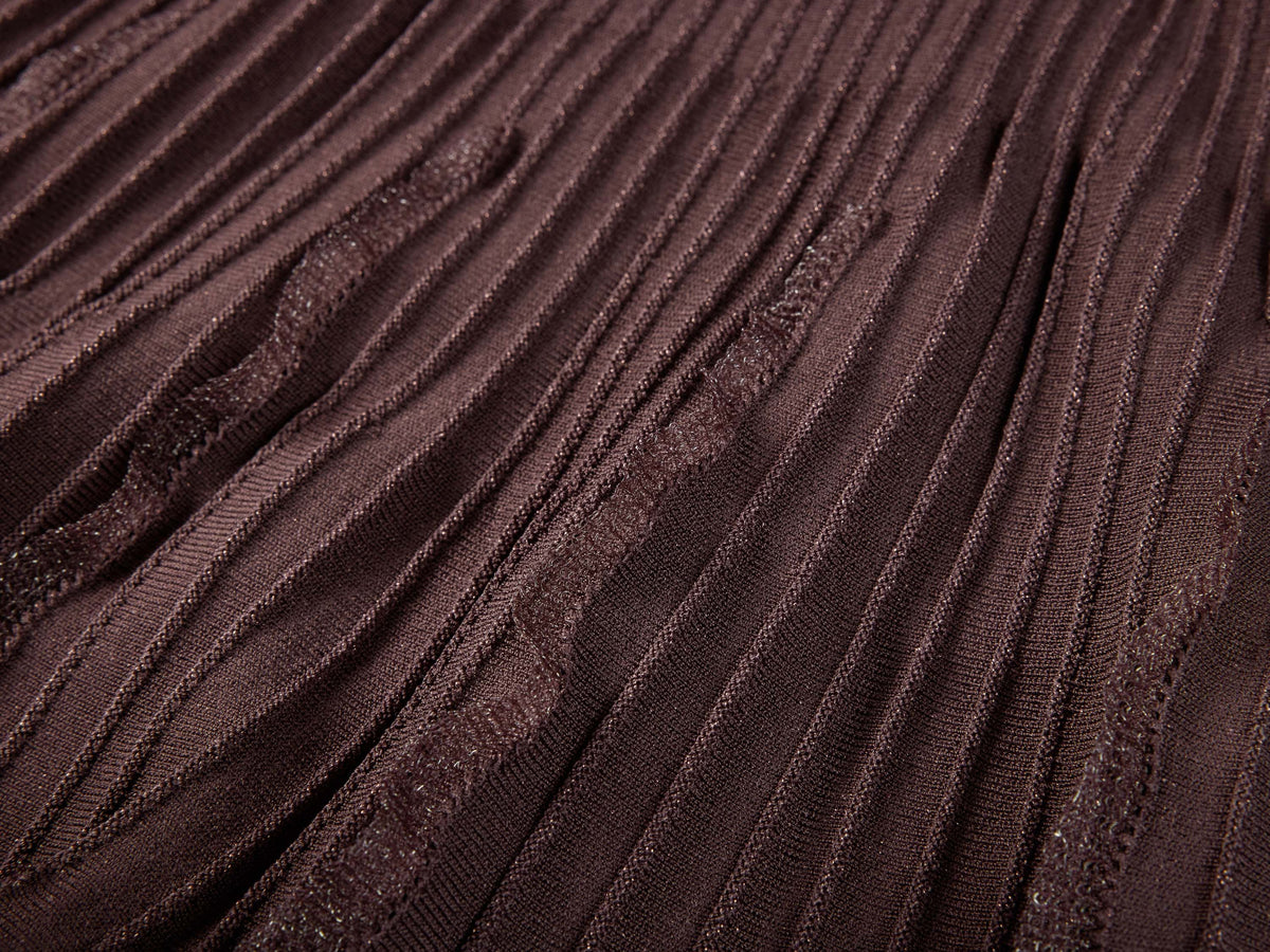 YAYING Elegant Textured Knit A-Line Midi Skirt