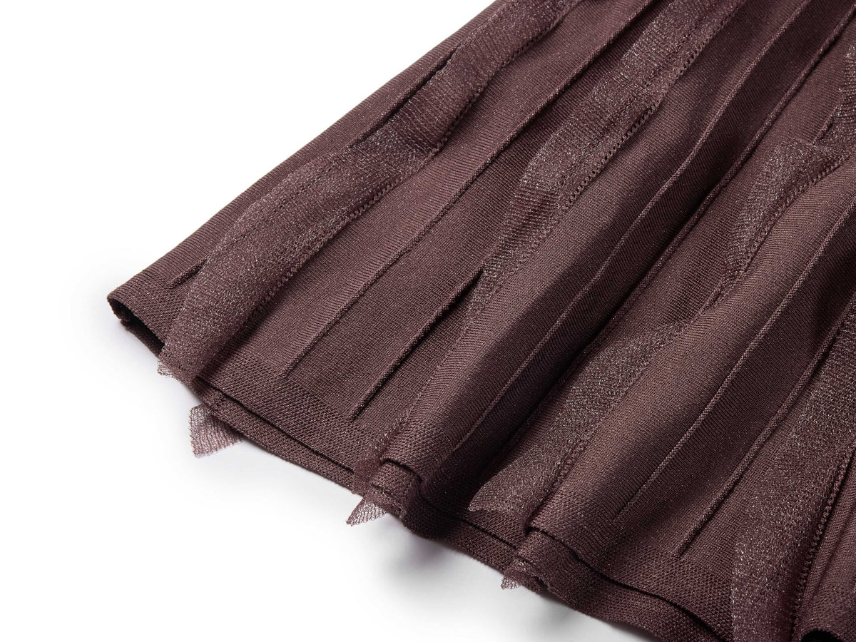YAYING Elegant Textured Knit A-Line Midi Skirt