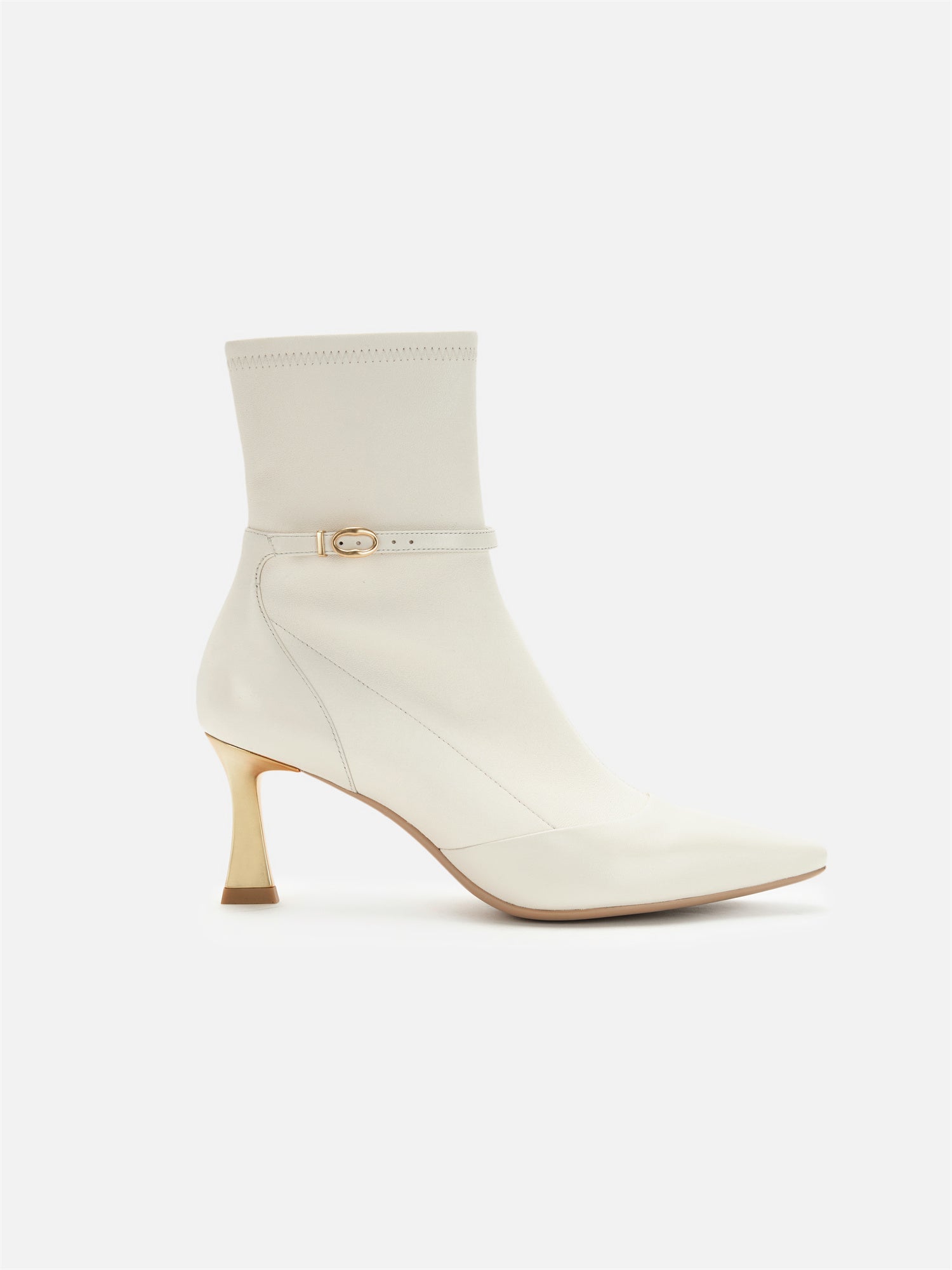 EP YAYING Stretch Lambskin Spliced Pointed Toe High-Heeled Ankle Boots