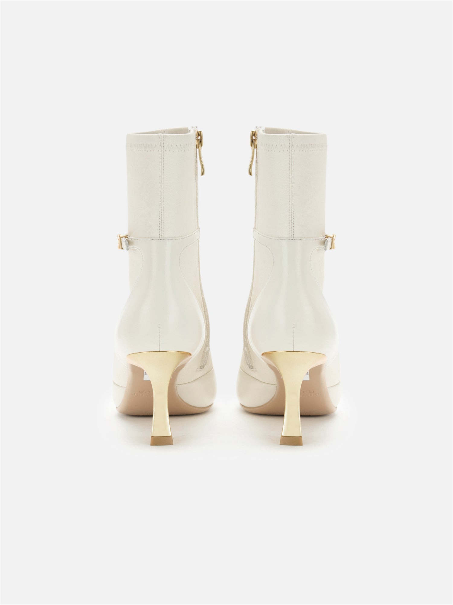 EP YAYING Stretch Lambskin Spliced Pointed Toe High-Heeled Ankle Boots