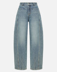 EP YAYING Vintage Stretch High-Waist Curved Wide-Leg Denim Pants